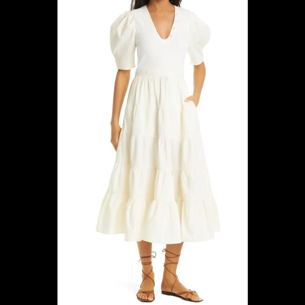 Ulla Johnson Rory Mixed Media Cotton A-Line Dress